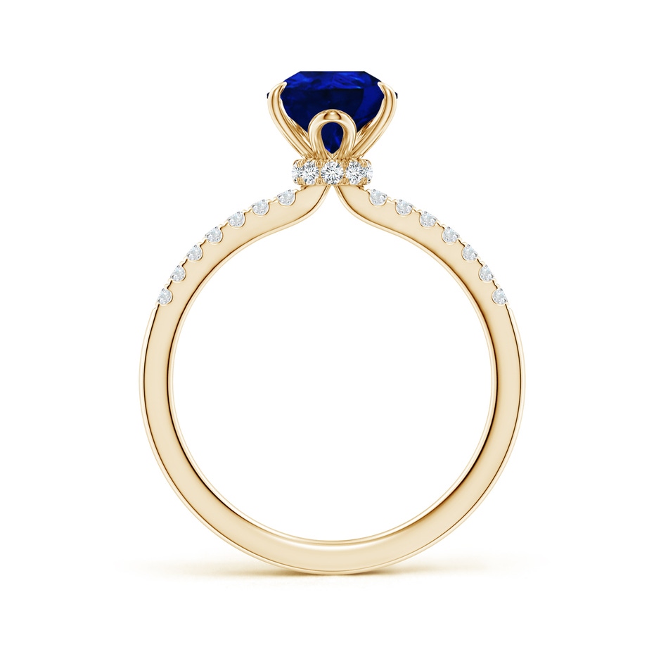 9x7mm AAAA Pear-Shaped Blue Sapphire Hidden Halo Engagement Ring in Yellow Gold side 199
