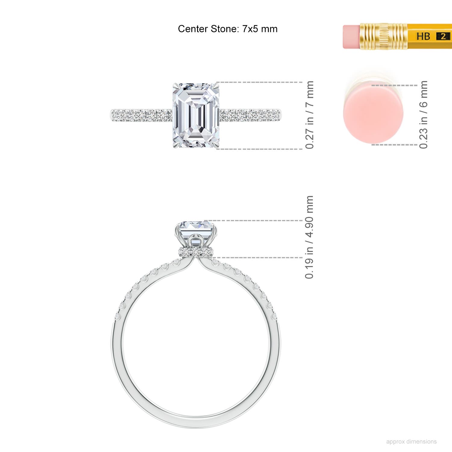 7x5mm HSI2 SR4535D-WG-HSI2-7x5 in White Gold - ruler