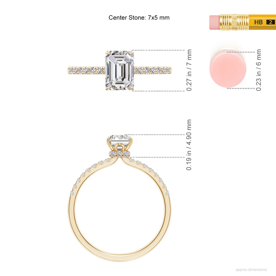 7x5mm IJI1I2 SR4535D-YG-IJI1I2-7x5 in Yellow Gold ruler