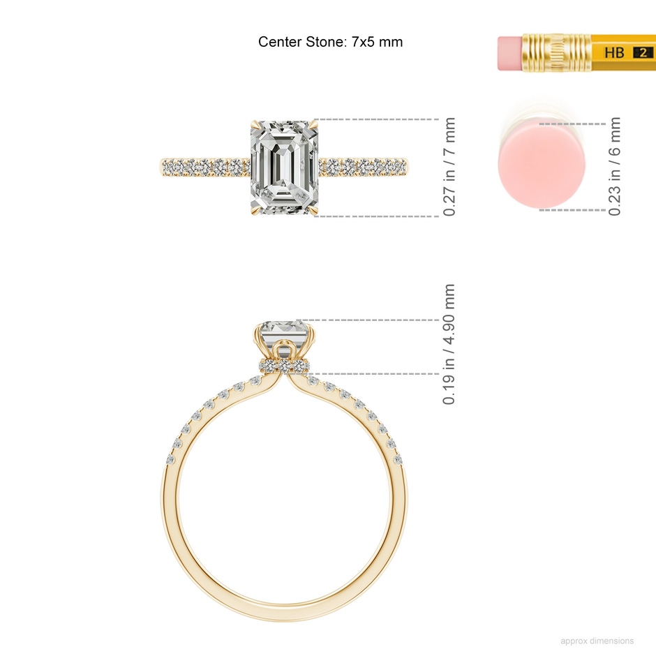 7x5mm KI3 SR4535D-YG-KI3-7x5 in Yellow Gold ruler
