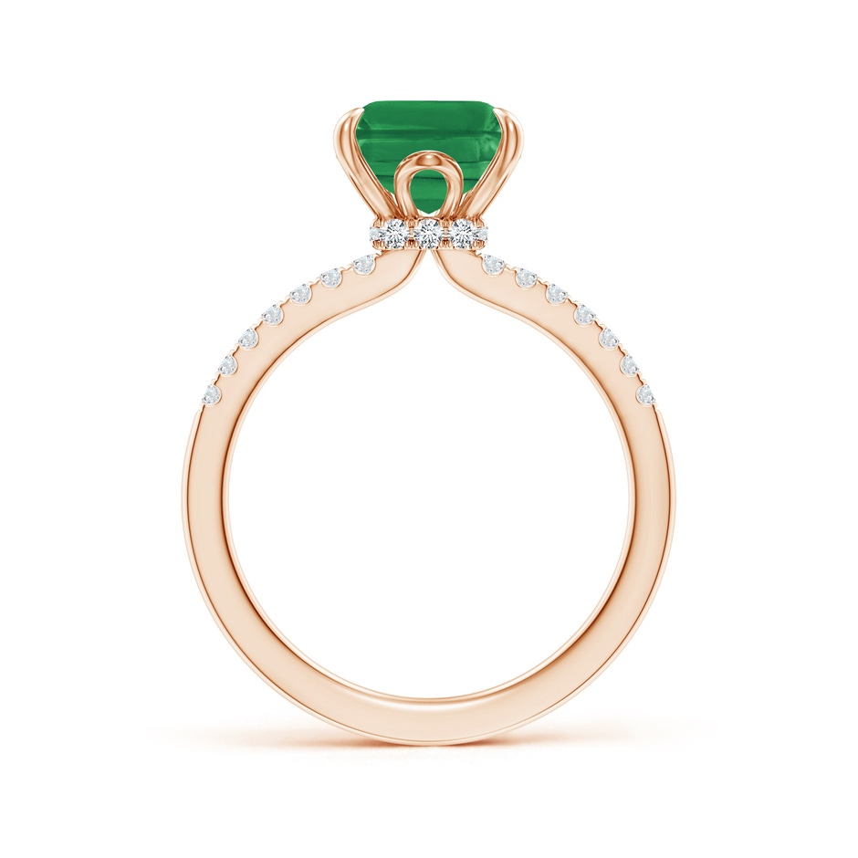 10x8mm AA Emerald-Cut Emerald Hidden Halo Engagement Ring in 18K Rose Gold side 199
