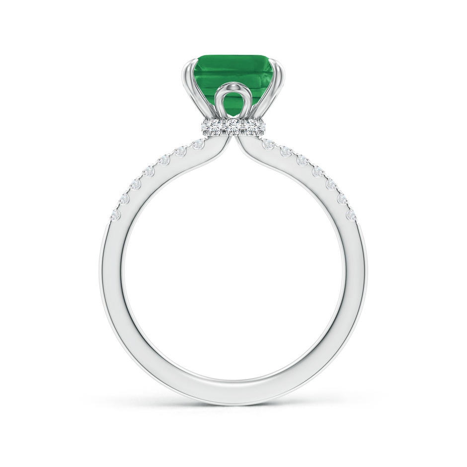 10x8mm AA Emerald-Cut Emerald Hidden Halo Engagement Ring in White Gold side 199