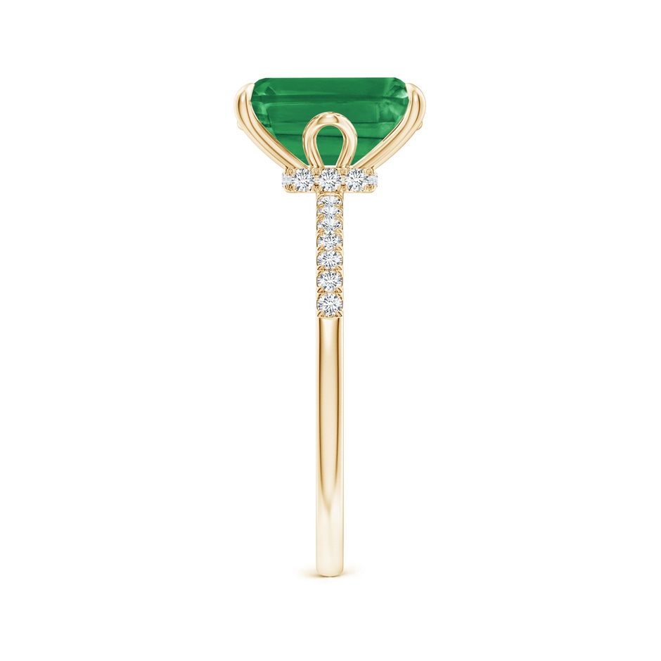 10x8mm AA Emerald-Cut Emerald Hidden Halo Engagement Ring in Yellow Gold side 299