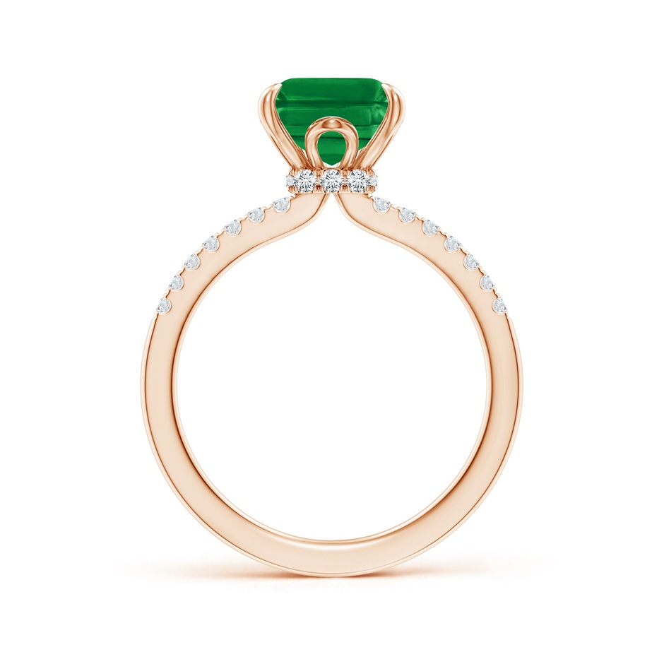 10x8mm AAA Emerald-Cut Emerald Hidden Halo Engagement Ring in Rose Gold side 199