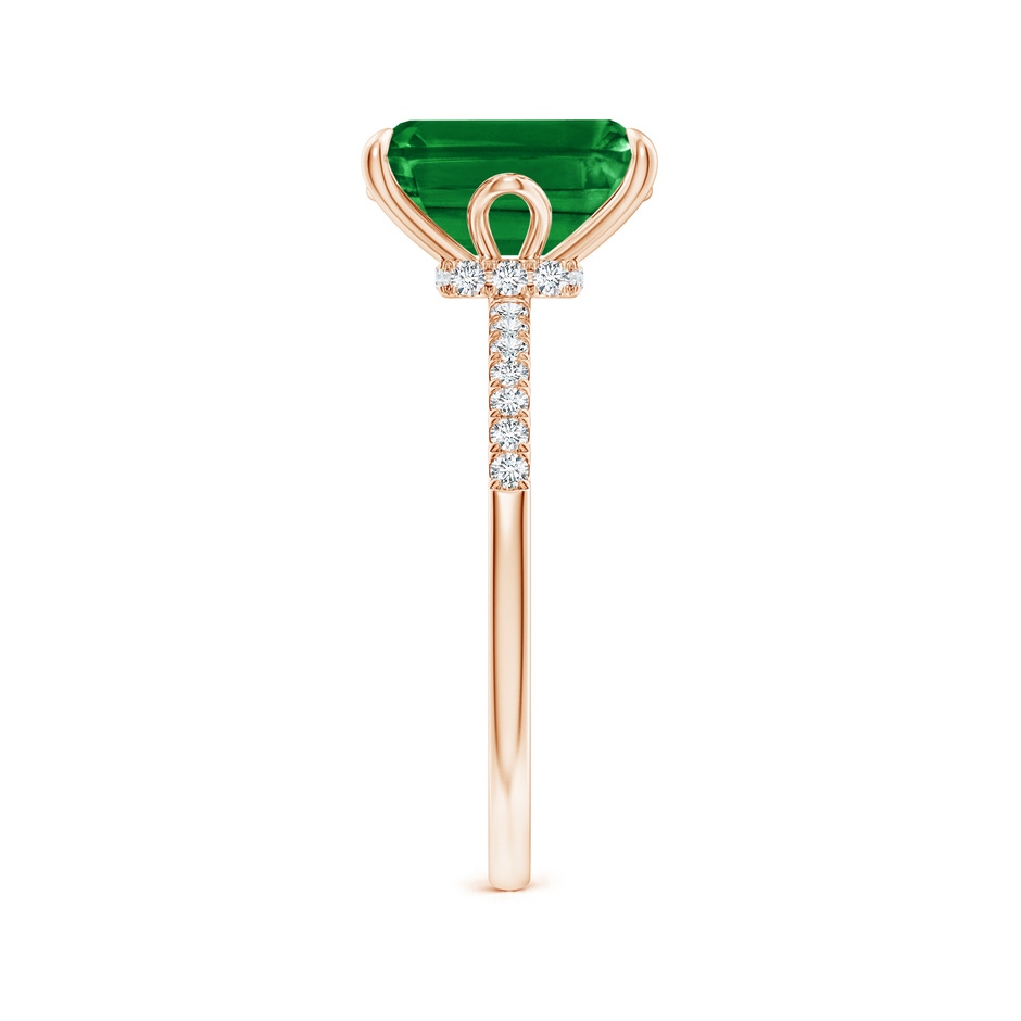 10x8mm AAAA Emerald-Cut Emerald Hidden Halo Engagement Ring in 18K Rose Gold side 299