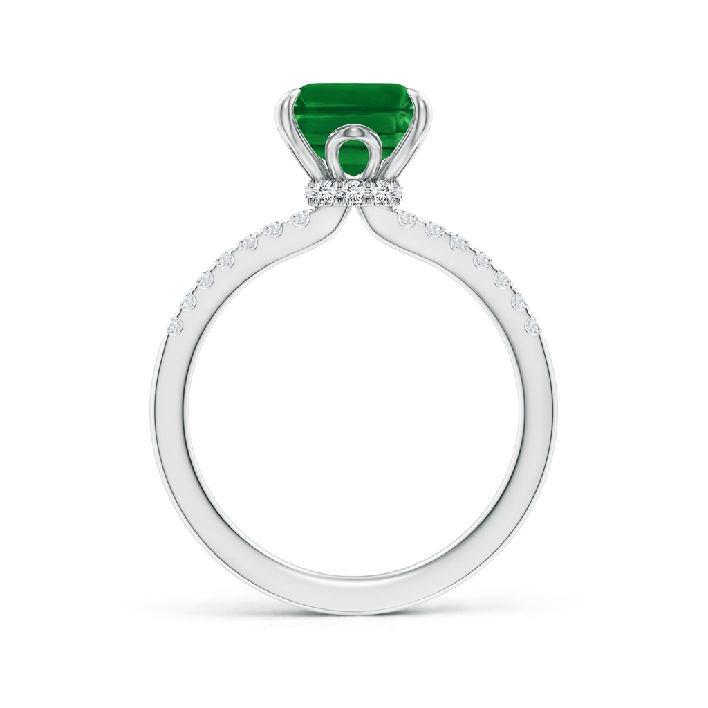 10x8mm AAAA Emerald-Cut Emerald Hidden Halo Engagement Ring in P950 Platinum - side 199