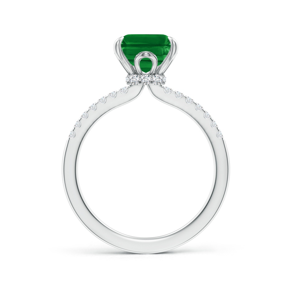 10x8mm AAAA Emerald-Cut Emerald Hidden Halo Engagement Ring in P950 Platinum side 199