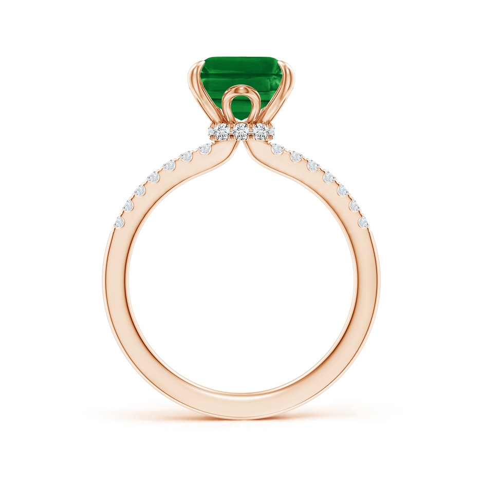 10x8mm AAAA Emerald-Cut Emerald Hidden Halo Engagement Ring in Rose Gold side 199