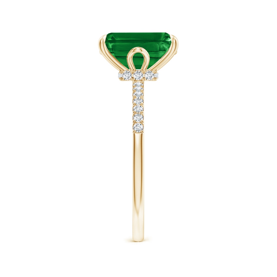 10x8mm AAAA Emerald-Cut Emerald Hidden Halo Engagement Ring in Yellow Gold side 299