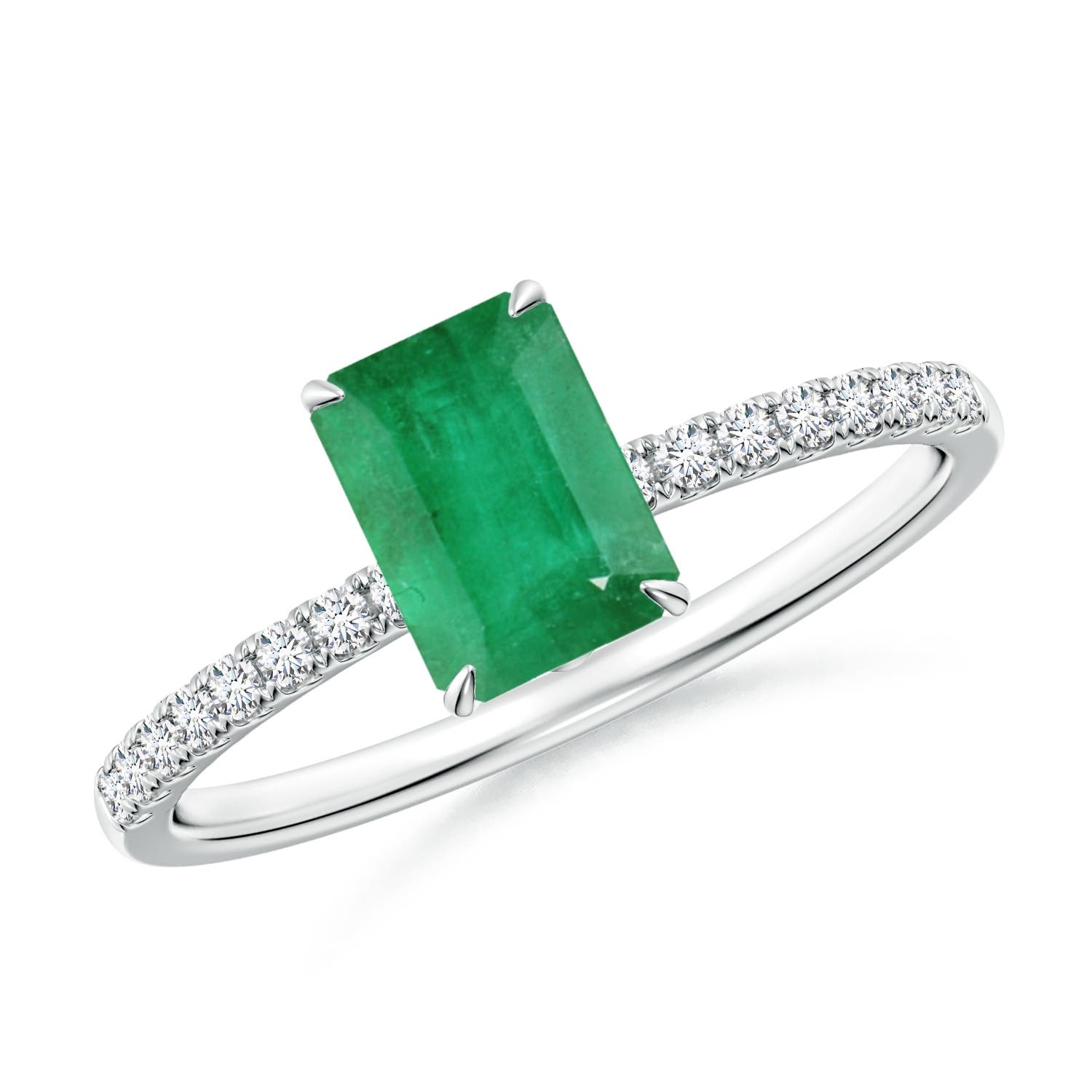 7x5mm A Emerald-Cut Emerald Hidden Halo Engagement Ring in P950 Platinum