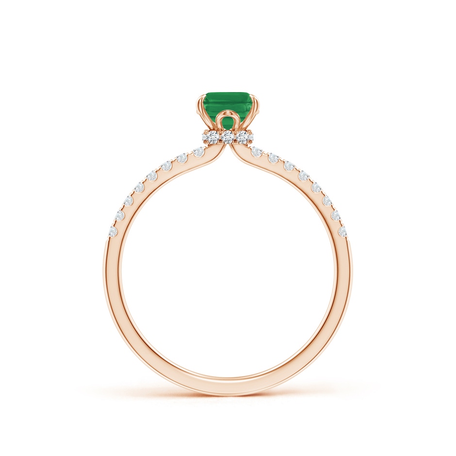 7x5mm AA Emerald-Cut Emerald Hidden Halo Engagement Ring in Rose Gold side 199