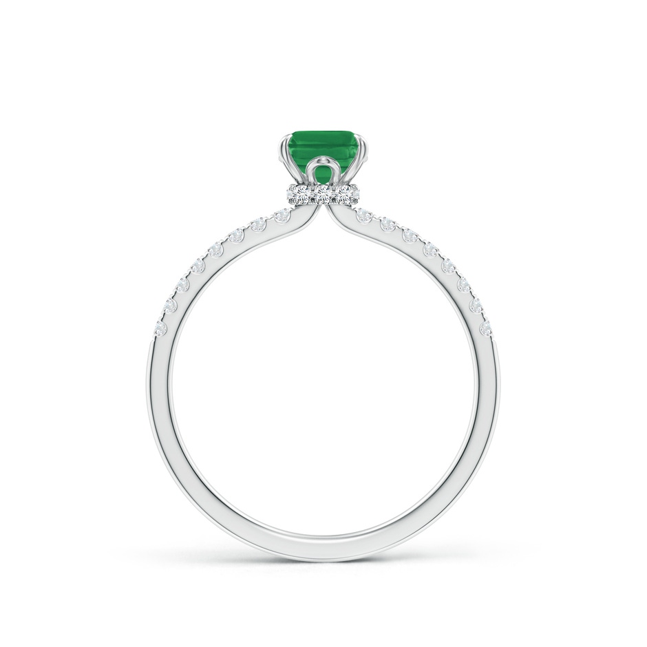 7x5mm AA Emerald-Cut Emerald Hidden Halo Engagement Ring in White Gold side 199