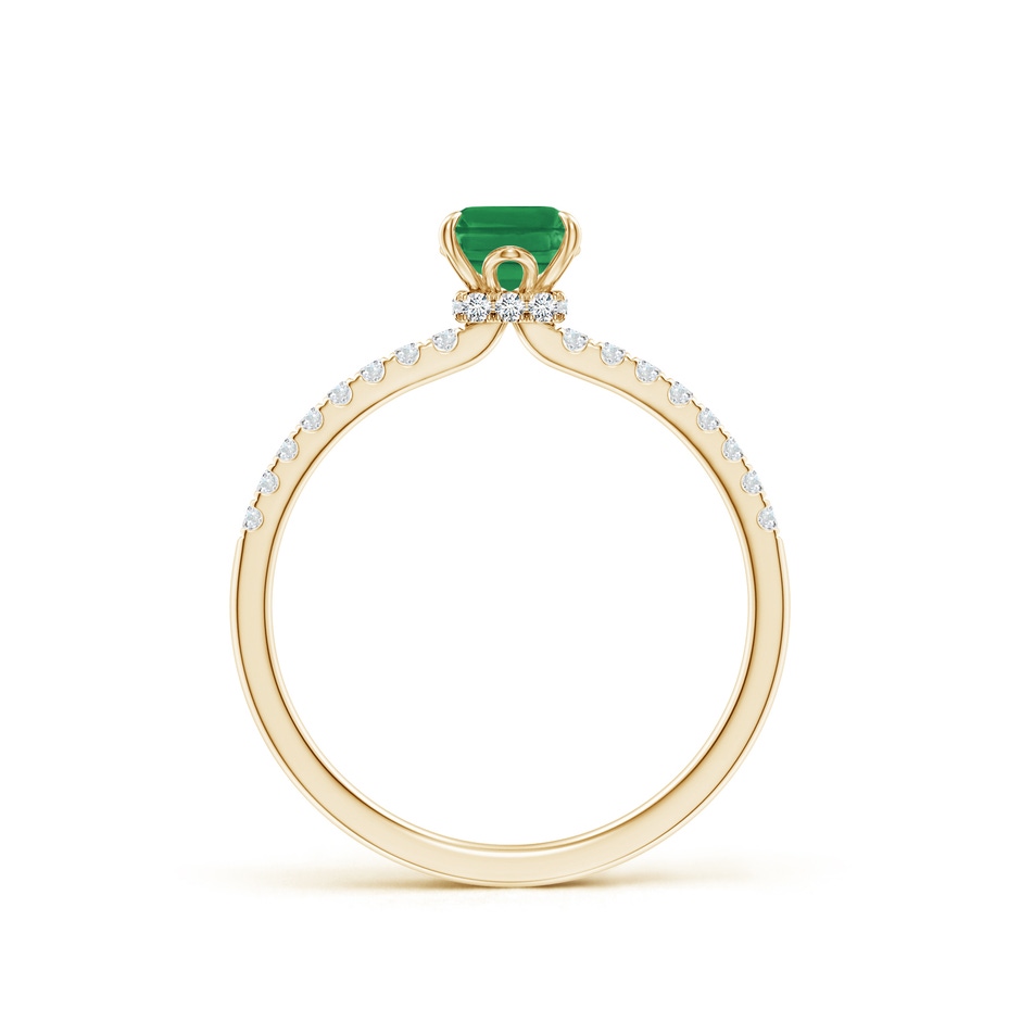 7x5mm AA Emerald-Cut Emerald Hidden Halo Engagement Ring in Yellow Gold side 199