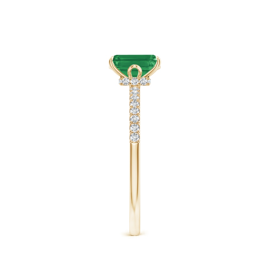 7x5mm AA Emerald-Cut Emerald Hidden Halo Engagement Ring in Yellow Gold side 299
