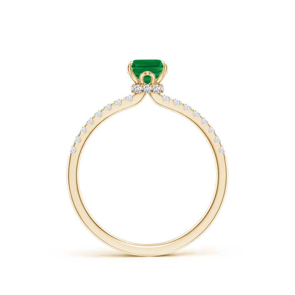 7x5mm AAA Emerald-Cut Emerald Hidden Halo Engagement Ring in Yellow Gold side 199