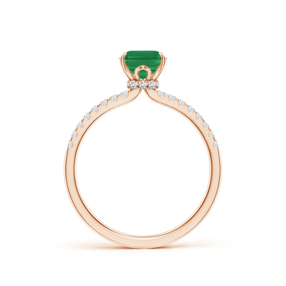 8x6mm AA Emerald-Cut Emerald Hidden Halo Engagement Ring in Rose Gold side 199