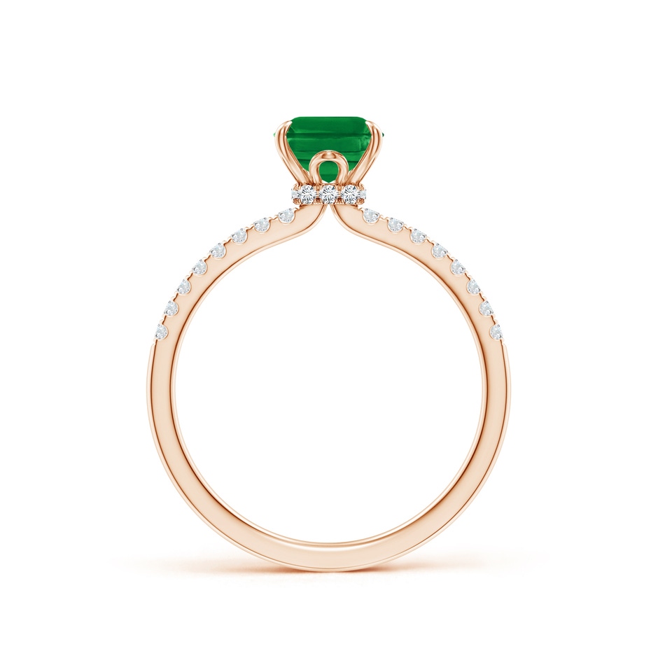 8x6mm AAA Emerald-Cut Emerald Hidden Halo Engagement Ring in Rose Gold side 199