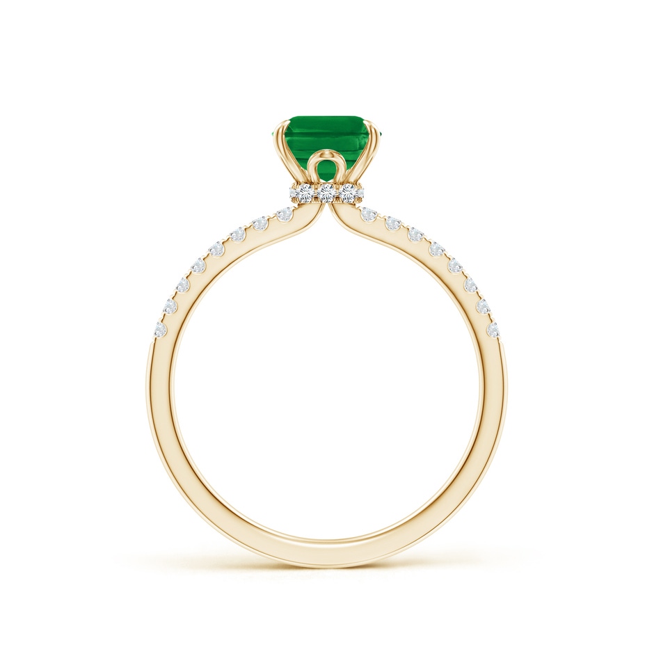 8x6mm AAA Emerald-Cut Emerald Hidden Halo Engagement Ring in Yellow Gold side 199