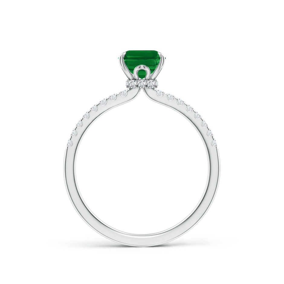 8x6mm AAAA Emerald-Cut Emerald Hidden Halo Engagement Ring in P950 Platinum side 199