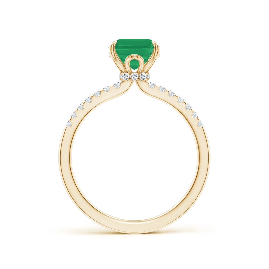 9x7mm A Emerald-Cut Emerald Hidden Halo Engagement Ring in Yellow Gold side 199