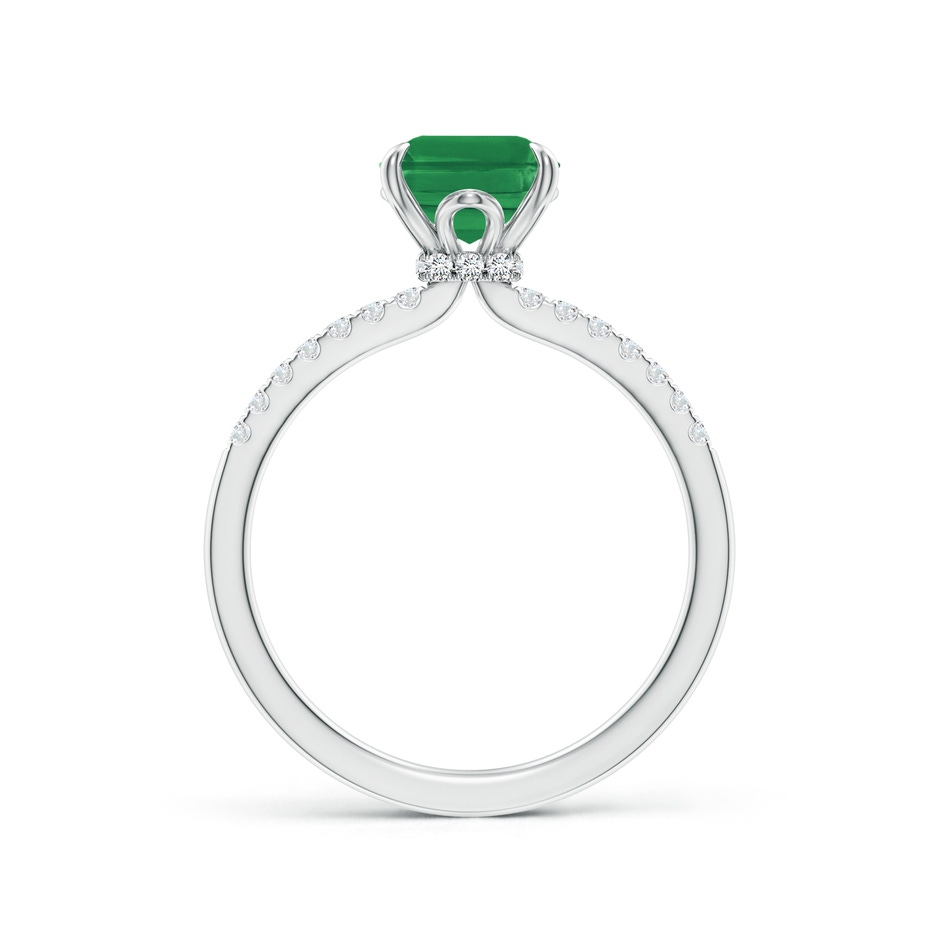 9x7mm AA Emerald-Cut Emerald Hidden Halo Engagement Ring in White Gold side 199