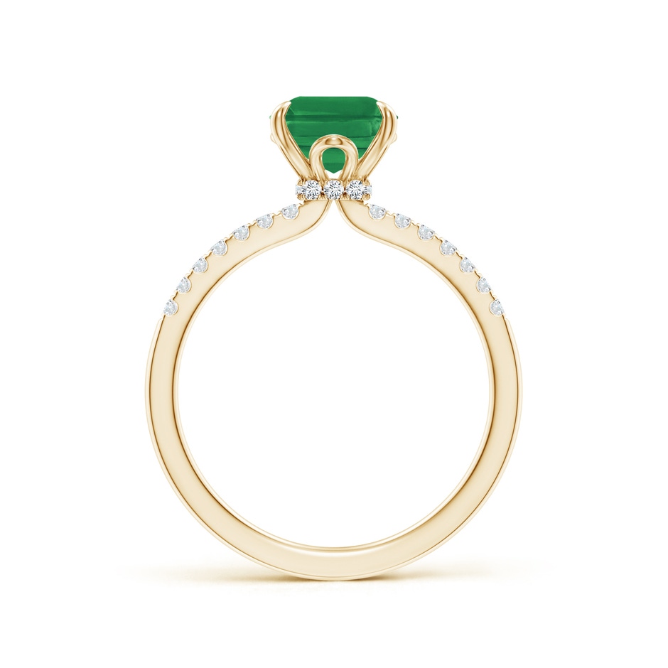 9x7mm AA Emerald-Cut Emerald Hidden Halo Engagement Ring in Yellow Gold side 199