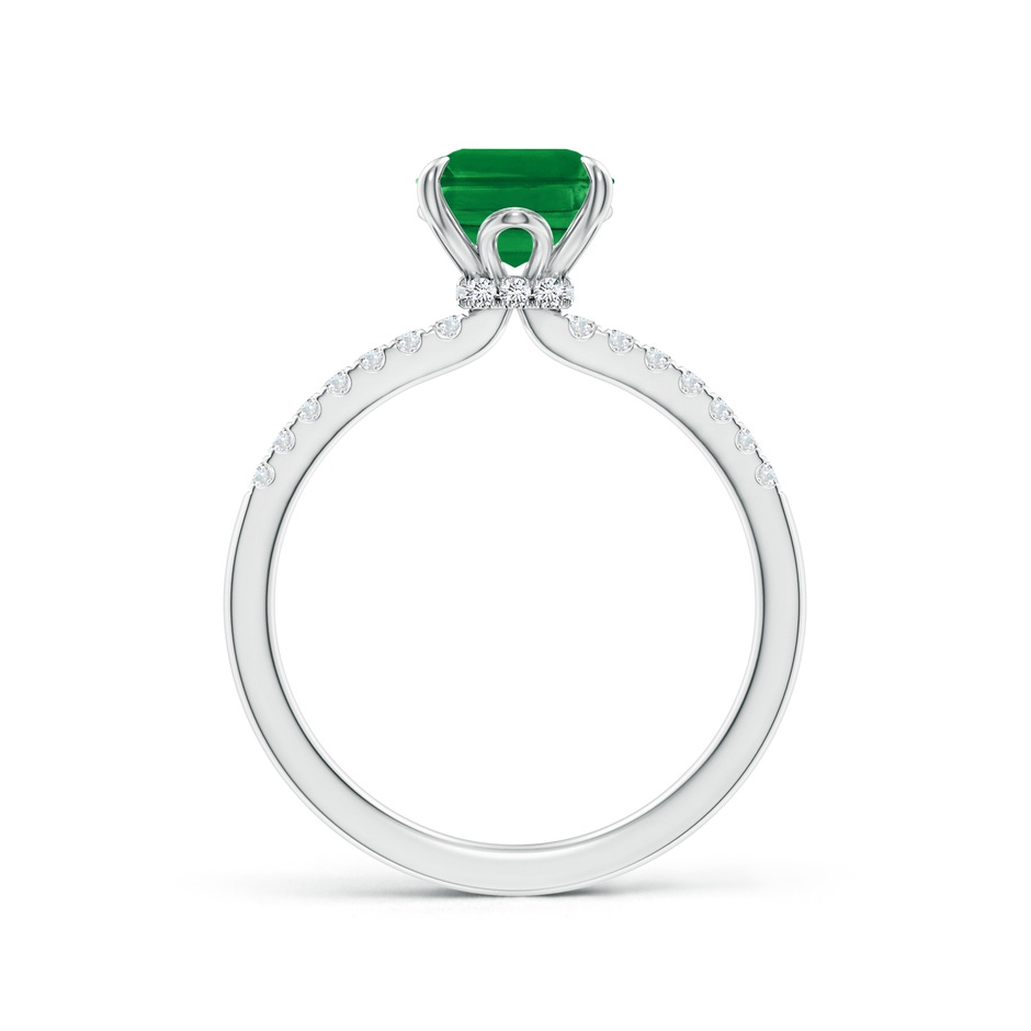 9x7mm AAA Emerald-Cut Emerald Hidden Halo Engagement Ring in White Gold side 199