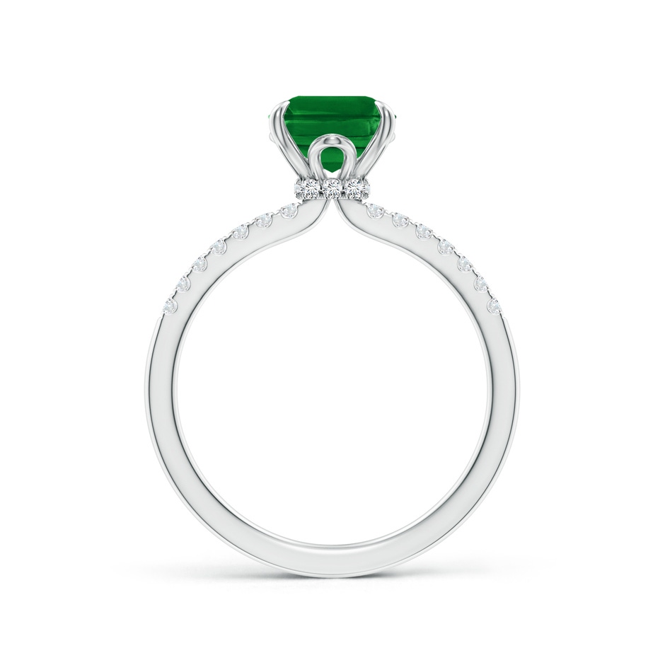 9x7mm AAAA Emerald-Cut Emerald Hidden Halo Engagement Ring in White Gold side 199