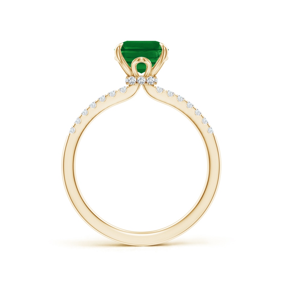 9x7mm AAAA Emerald-Cut Emerald Hidden Halo Engagement Ring in Yellow Gold side 199