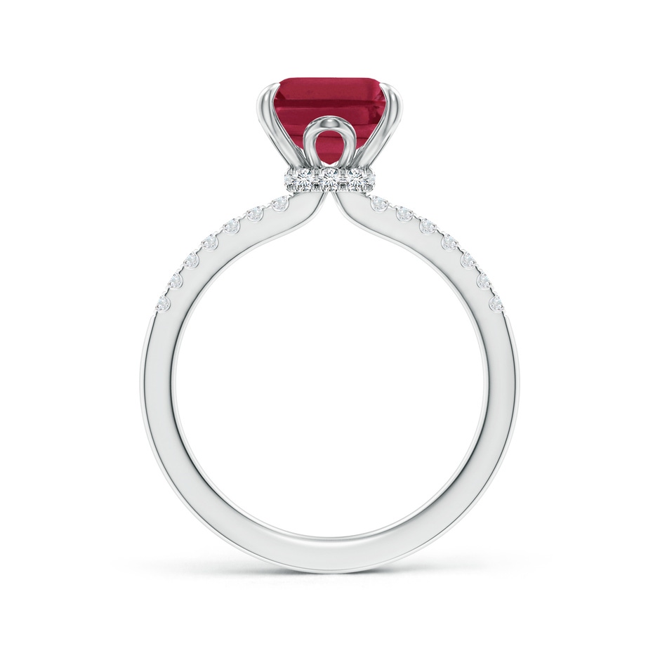 10x8mm A Emerald-Cut Ruby Hidden Halo Engagement Ring in 18K White Gold side 199