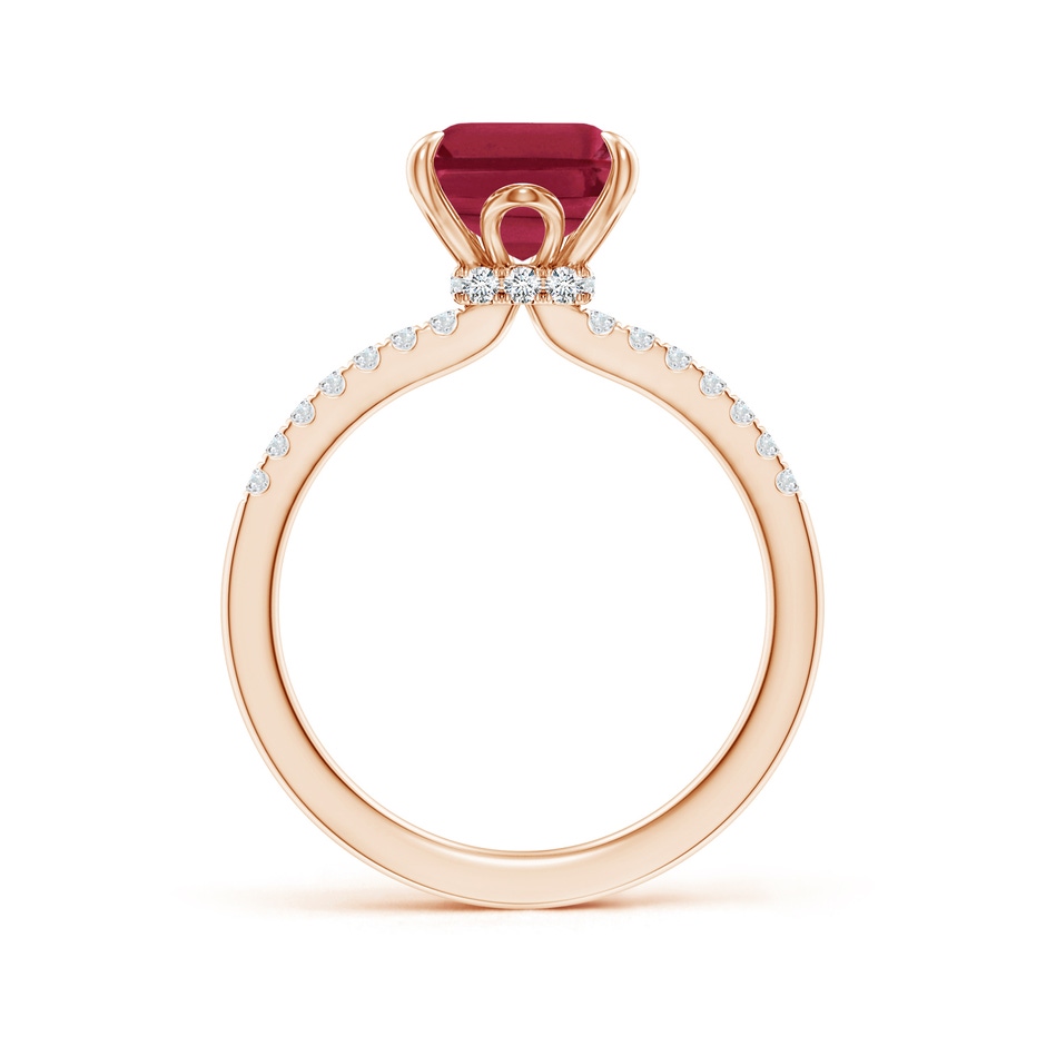 10x8mm A Emerald-Cut Ruby Hidden Halo Engagement Ring in Rose Gold side 199