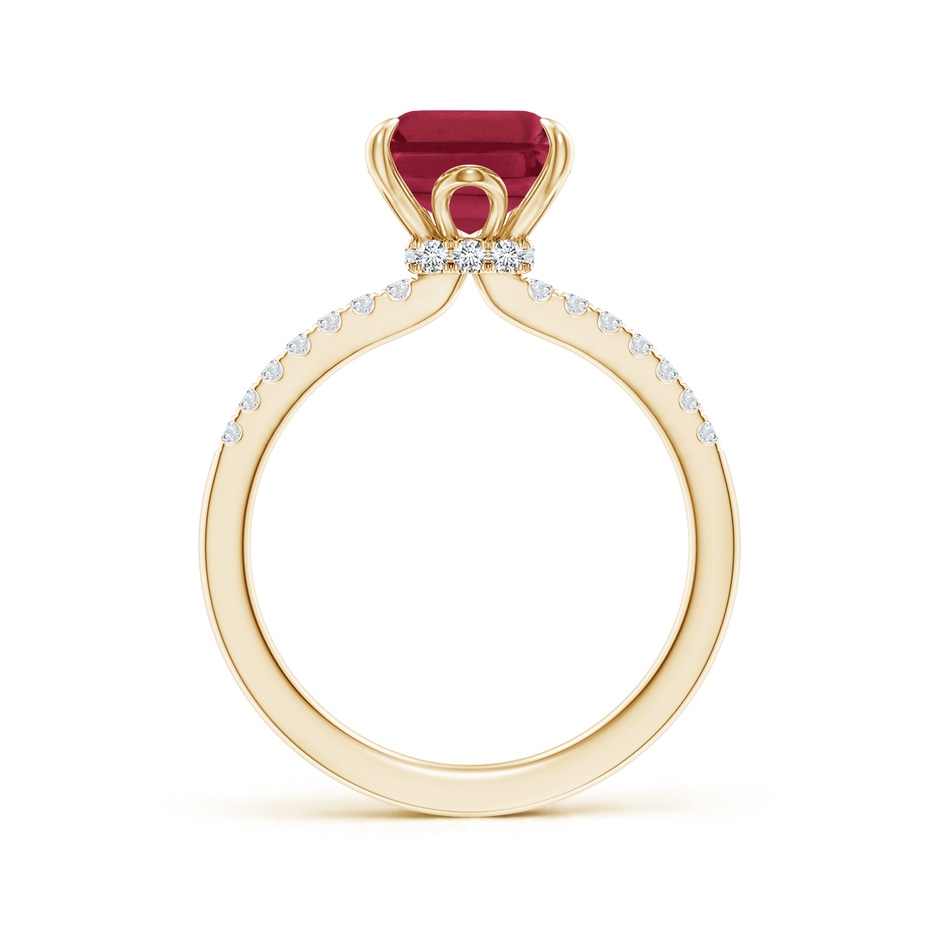 10x8mm A Emerald-Cut Ruby Hidden Halo Engagement Ring in Yellow Gold side 199