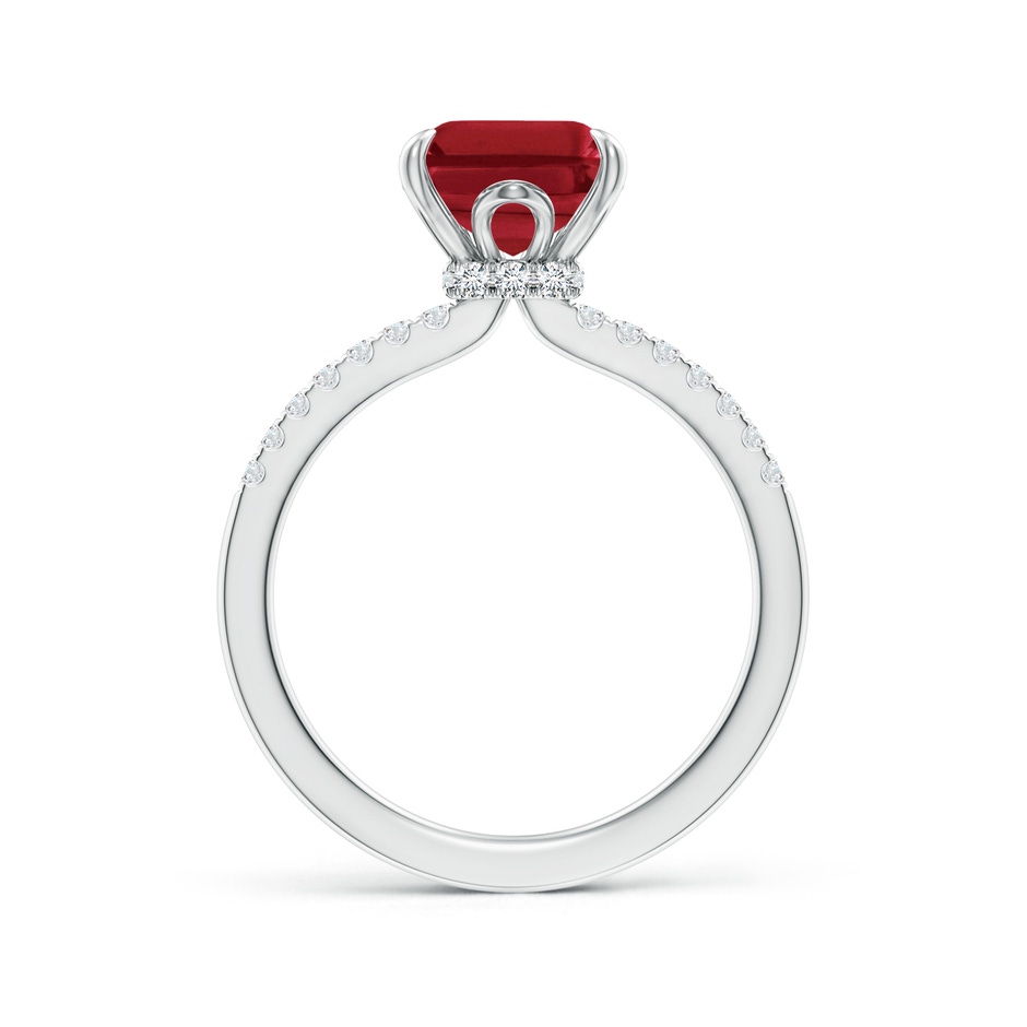 10x8mm AA Emerald-Cut Ruby Hidden Halo Engagement Ring in P950 Platinum side 199