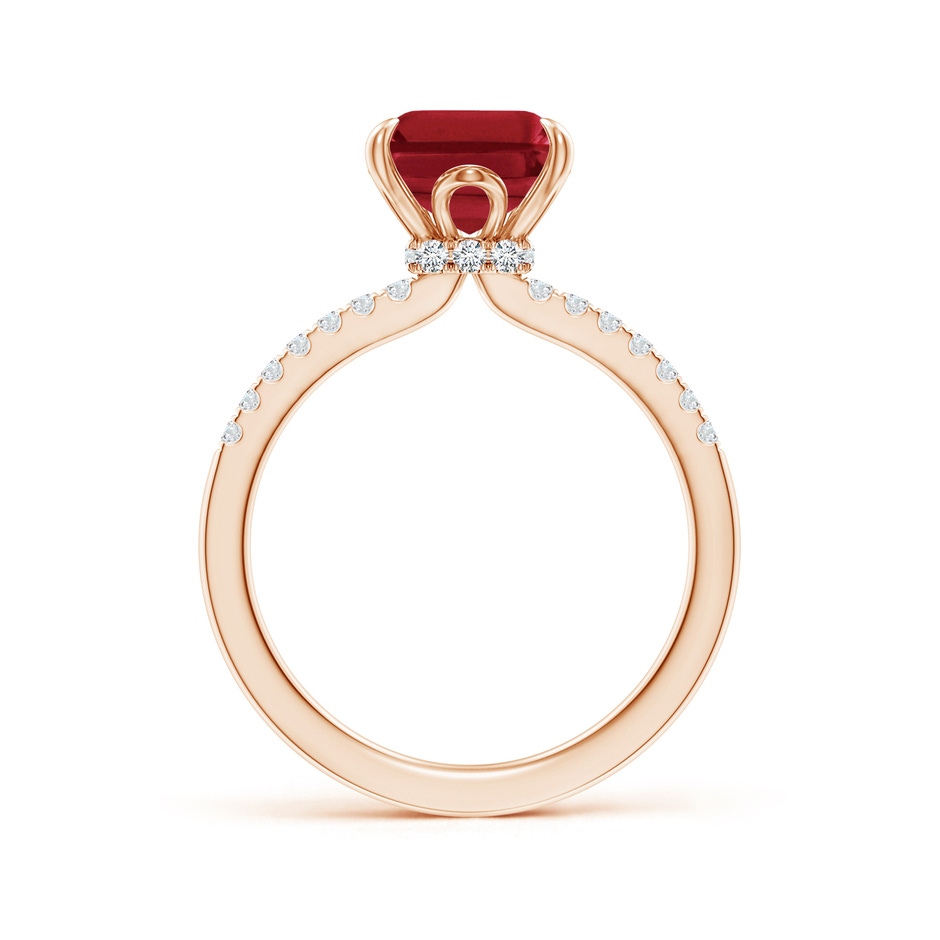 10x8mm AA Emerald-Cut Ruby Hidden Halo Engagement Ring in Rose Gold side 199