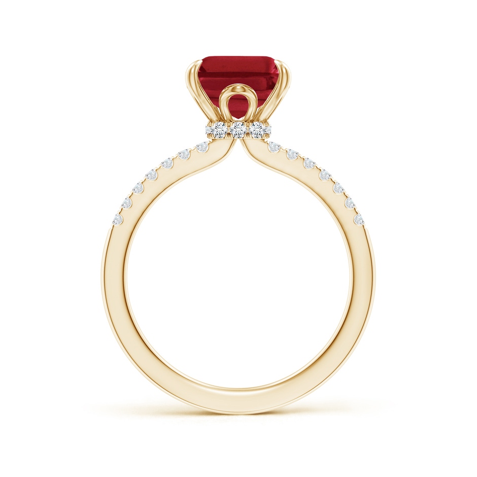 10x8mm AA Emerald-Cut Ruby Hidden Halo Engagement Ring in Yellow Gold side 199
