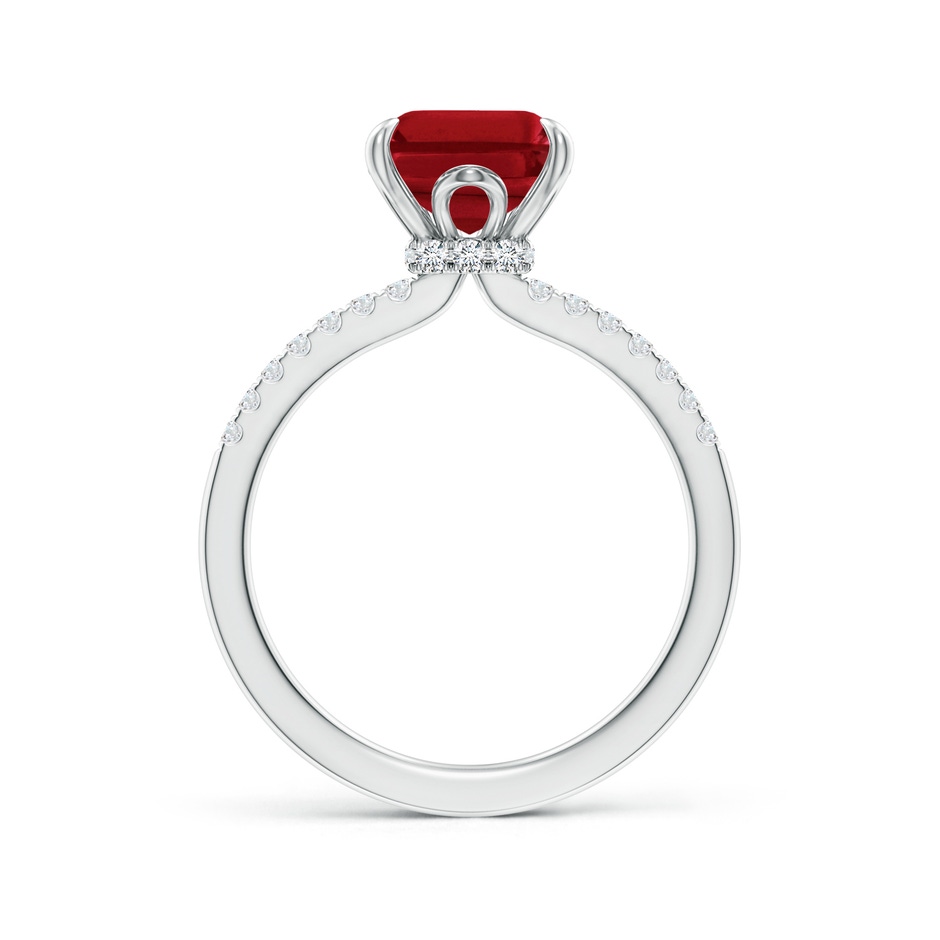 10x8mm AAA Emerald-Cut Ruby Hidden Halo Engagement Ring in P950 Platinum side 199