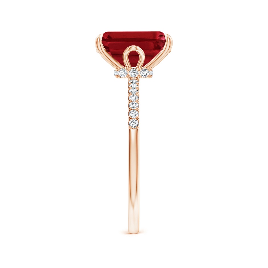 10x8mm AAA Emerald-Cut Ruby Hidden Halo Engagement Ring in Rose Gold side 299