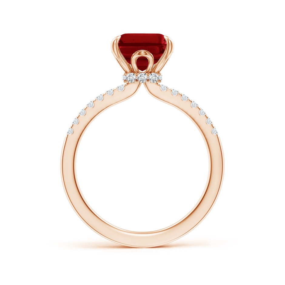 10x8mm AAAA Emerald-Cut Ruby Hidden Halo Engagement Ring in 18K Rose Gold side 199