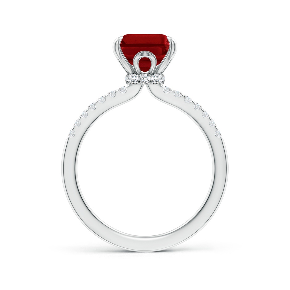 10x8mm AAAA Emerald-Cut Ruby Hidden Halo Engagement Ring in P950 Platinum side 199