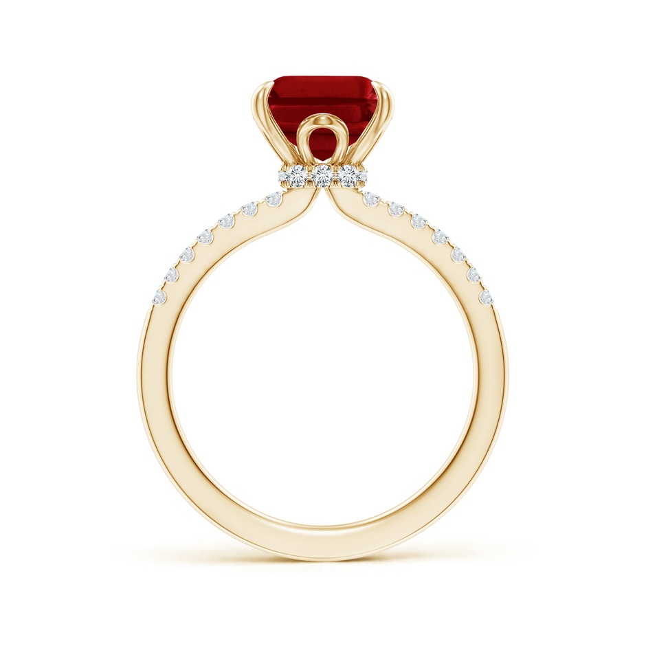 10x8mm AAAA Emerald-Cut Ruby Hidden Halo Engagement Ring in Yellow Gold side 199