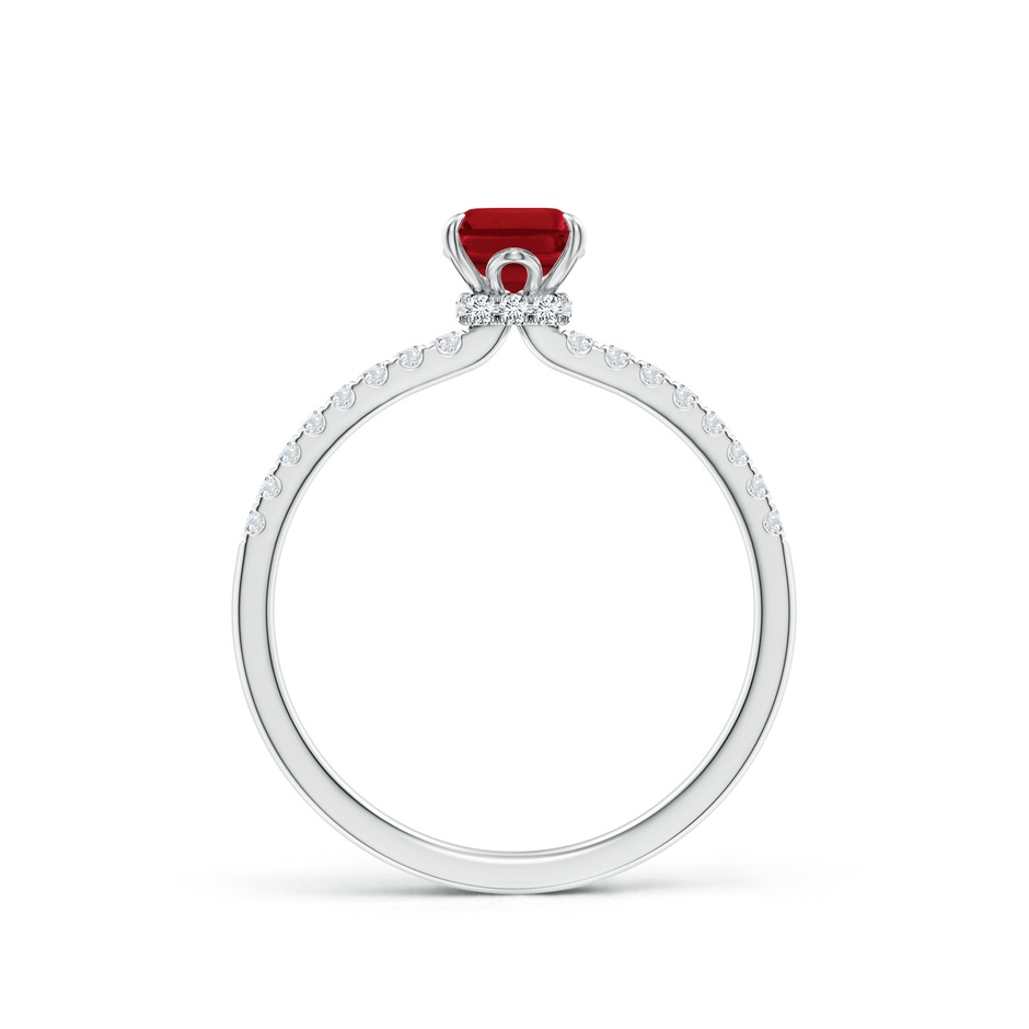 7x5mm AAA Emerald-Cut Ruby Hidden Halo Engagement Ring in 18K White Gold side 199