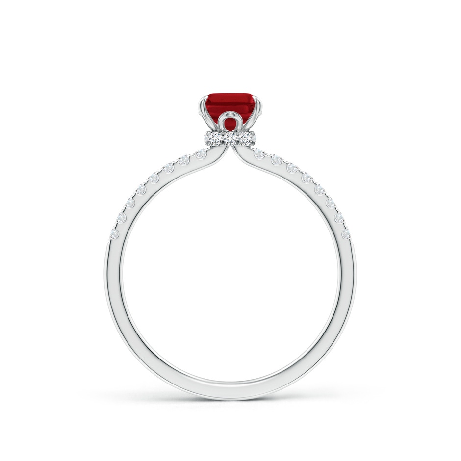 7x5mm AAA Emerald-Cut Ruby Hidden Halo Engagement Ring in White Gold side 199