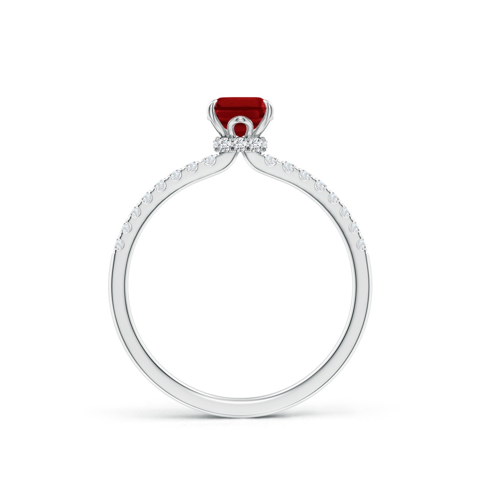 7x5mm AAAA Emerald-Cut Ruby Hidden Halo Engagement Ring in P950 Platinum side 199