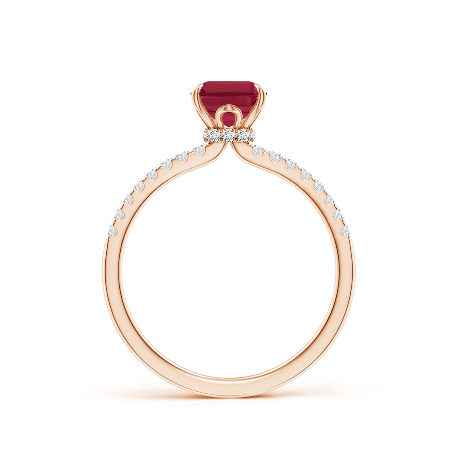 8x6mm A Emerald-Cut Ruby Hidden Halo Engagement Ring in Rose Gold side 199