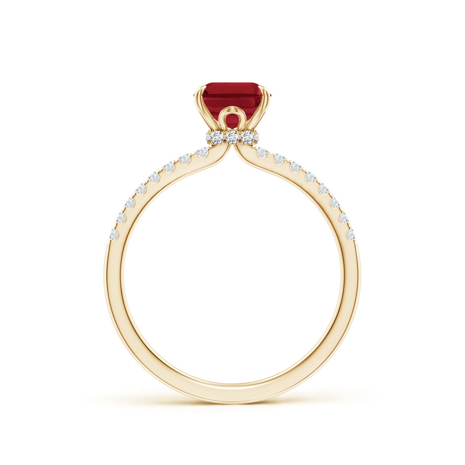 8x6mm AA Emerald-Cut Ruby Hidden Halo Engagement Ring in Yellow Gold side 199