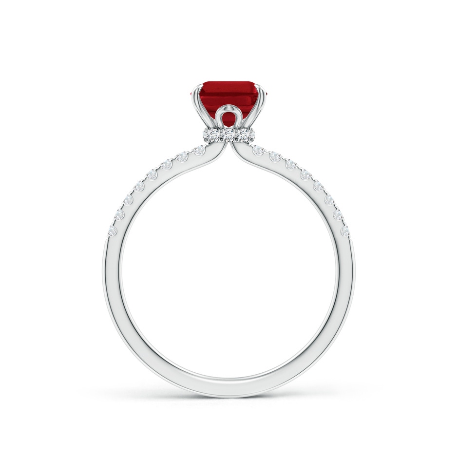8x6mm AAA Emerald-Cut Ruby Hidden Halo Engagement Ring in White Gold side 199