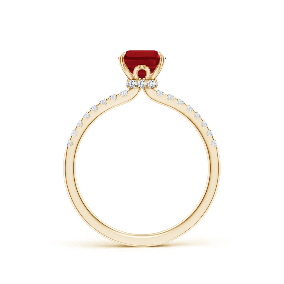 8x6mm AAA Emerald-Cut Ruby Hidden Halo Engagement Ring in Yellow Gold side 199