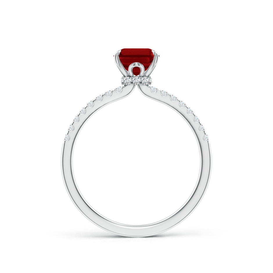 8x6mm AAAA Emerald-Cut Ruby Hidden Halo Engagement Ring in White Gold side 199