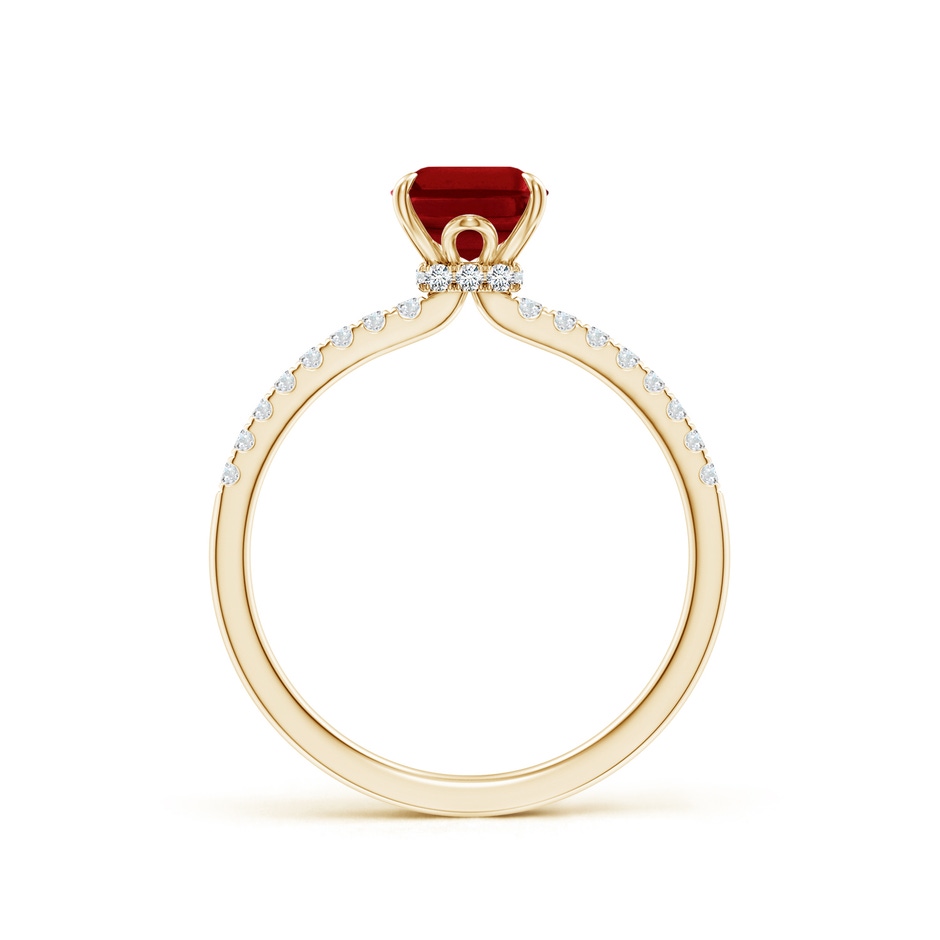 8x6mm AAAA Emerald-Cut Ruby Hidden Halo Engagement Ring in Yellow Gold side 199