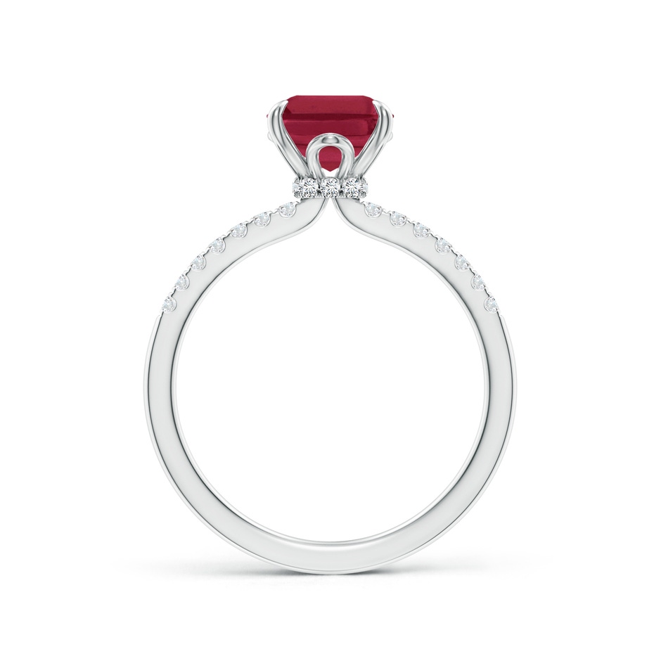 9x7mm A Emerald-Cut Ruby Hidden Halo Engagement Ring in White Gold side 199